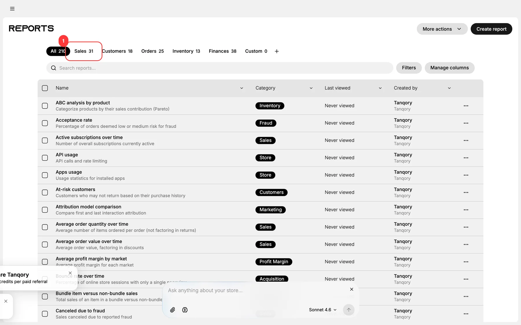 Step 1: Sales tab
