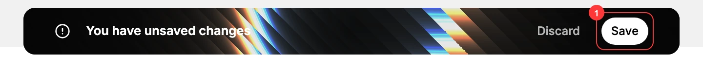 Unsaved changes bar: (1) Save