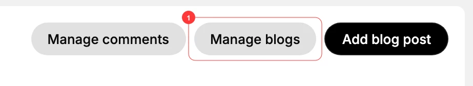 On the Blog Posts page, Manage blogs (1) opens the list of blogs