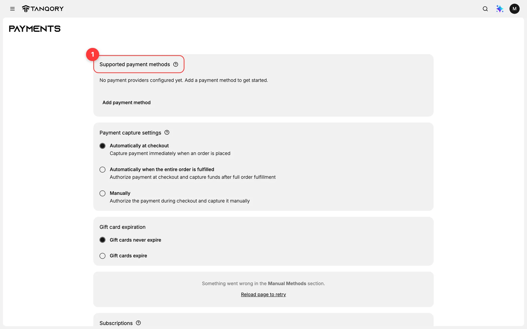 Step 4: Supported payment methods