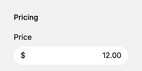 Step 1: The required, customer-facing Price field in the Pricing section