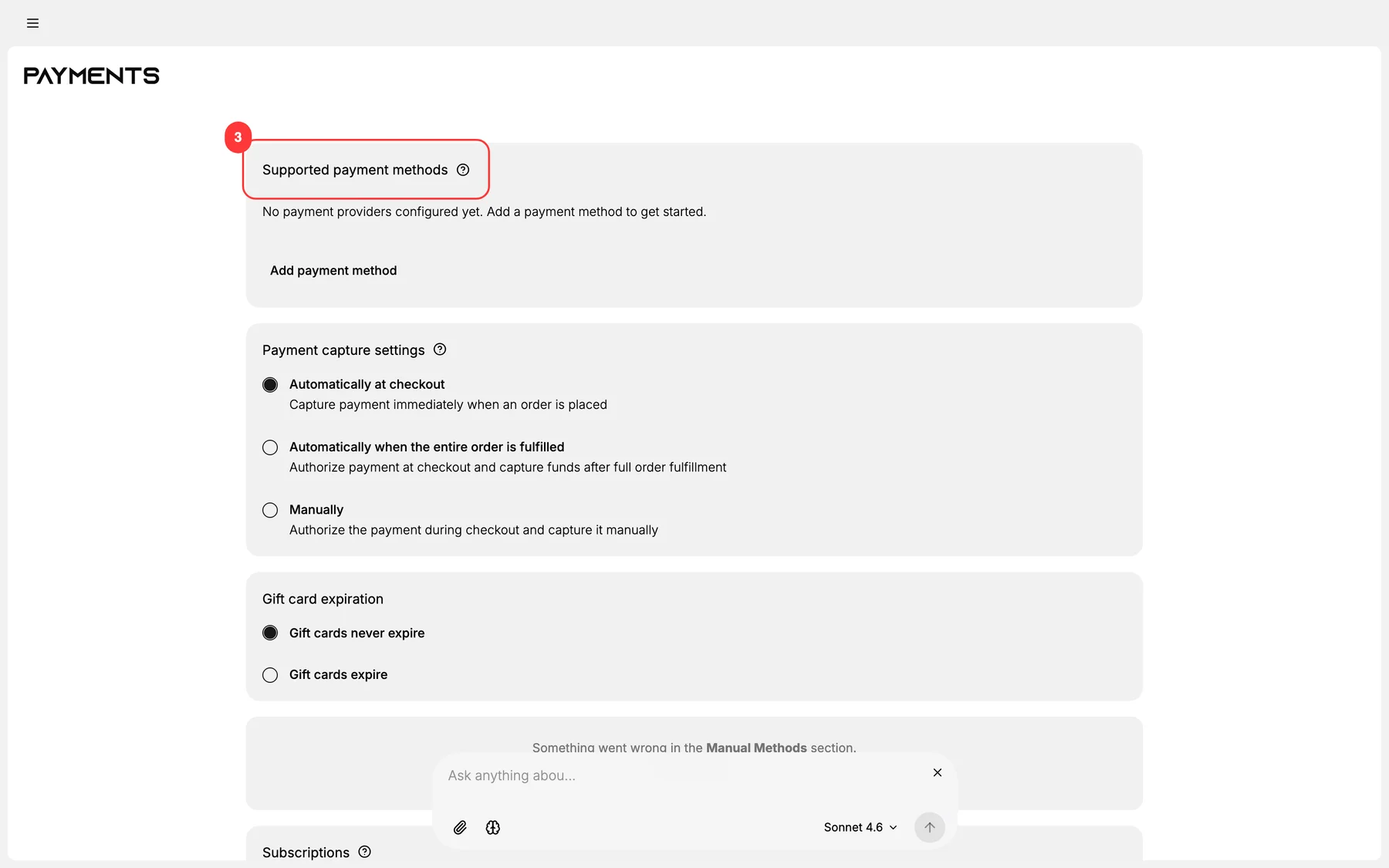 Step 2: Supported payment methods, add COD here